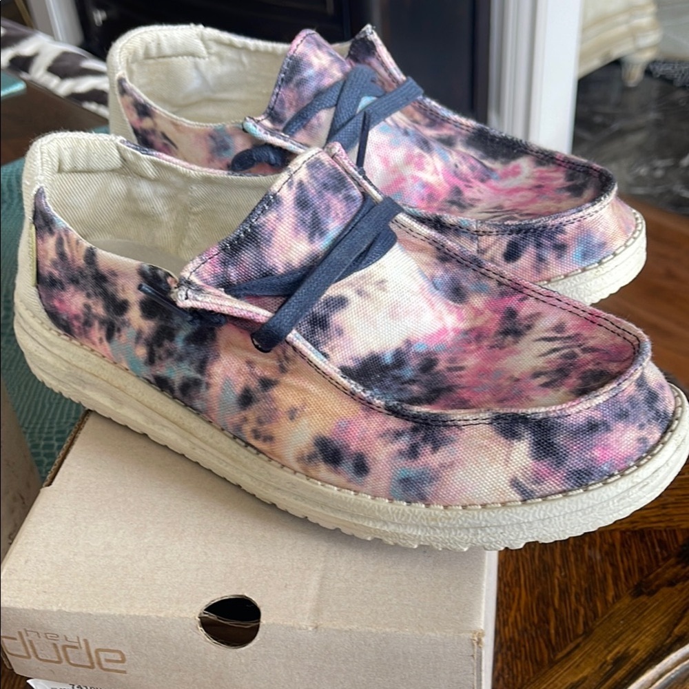Hey Dude Pink and Black  Slip-On Shoes
